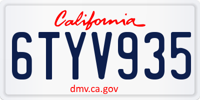 CA license plate 6TYV935