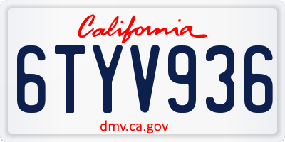 CA license plate 6TYV936