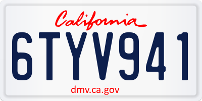 CA license plate 6TYV941