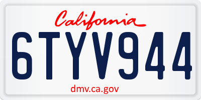 CA license plate 6TYV944
