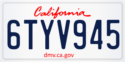 CA license plate 6TYV945