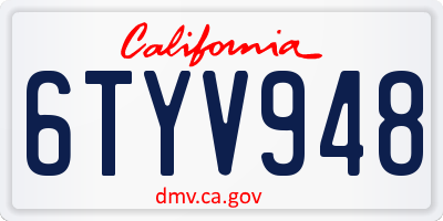 CA license plate 6TYV948