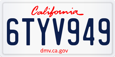 CA license plate 6TYV949