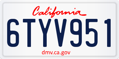 CA license plate 6TYV951
