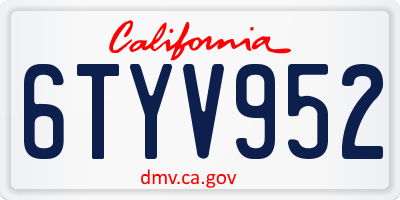 CA license plate 6TYV952