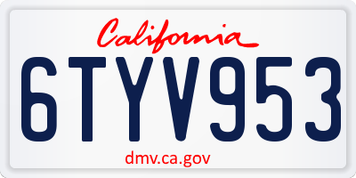 CA license plate 6TYV953