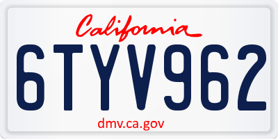 CA license plate 6TYV962