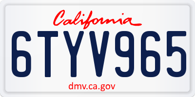 CA license plate 6TYV965