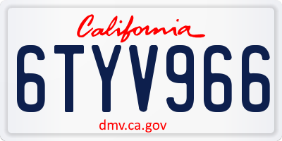 CA license plate 6TYV966