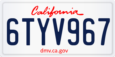 CA license plate 6TYV967