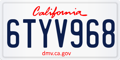CA license plate 6TYV968