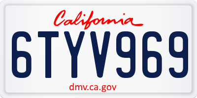 CA license plate 6TYV969