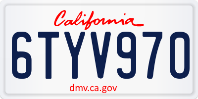CA license plate 6TYV970