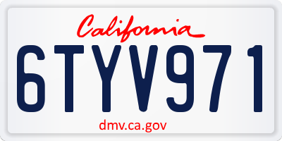 CA license plate 6TYV971