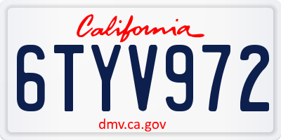 CA license plate 6TYV972