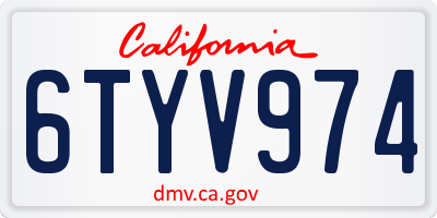CA license plate 6TYV974