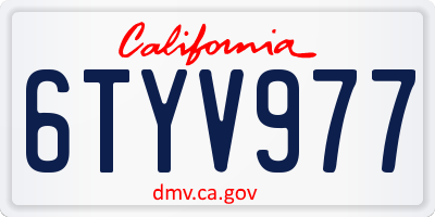 CA license plate 6TYV977