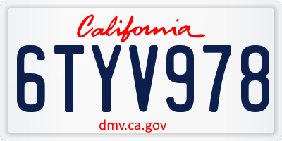 CA license plate 6TYV978