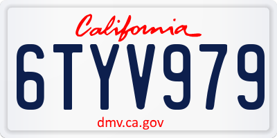 CA license plate 6TYV979