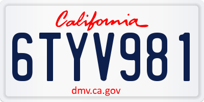 CA license plate 6TYV981