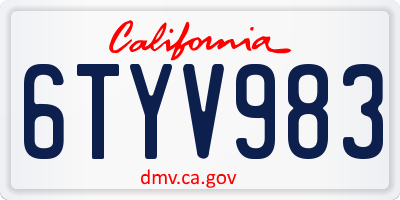 CA license plate 6TYV983