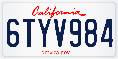 CA license plate 6TYV984