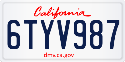CA license plate 6TYV987