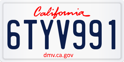 CA license plate 6TYV991