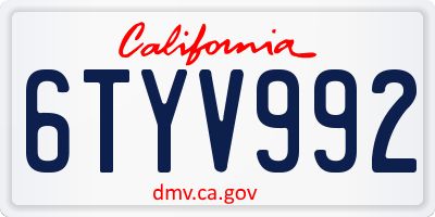 CA license plate 6TYV992