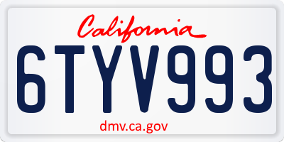 CA license plate 6TYV993