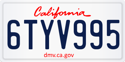 CA license plate 6TYV995