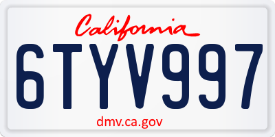 CA license plate 6TYV997