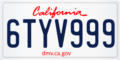 CA license plate 6TYV999