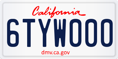 CA license plate 6TYW000