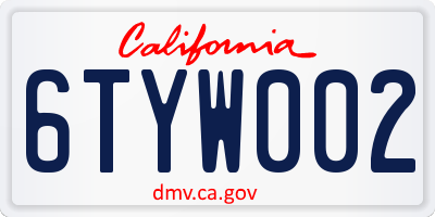 CA license plate 6TYW002
