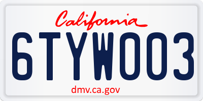 CA license plate 6TYW003