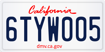 CA license plate 6TYW005