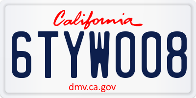 CA license plate 6TYW008