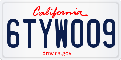CA license plate 6TYW009