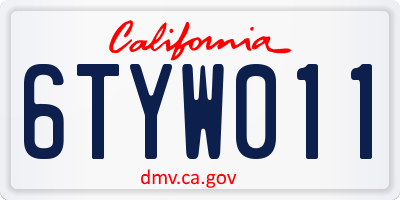CA license plate 6TYW011