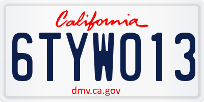 CA license plate 6TYW013
