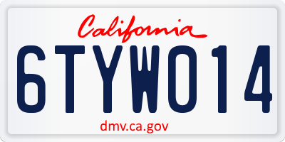 CA license plate 6TYW014