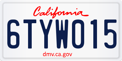 CA license plate 6TYW015