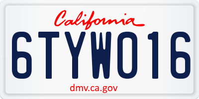 CA license plate 6TYW016