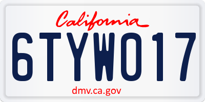 CA license plate 6TYW017