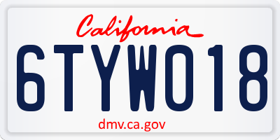 CA license plate 6TYW018