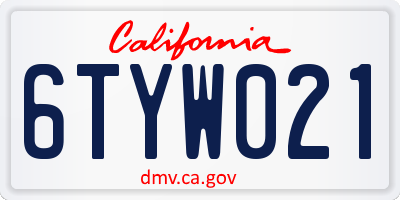 CA license plate 6TYW021