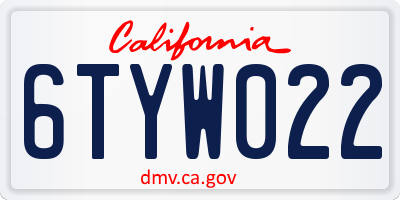 CA license plate 6TYW022
