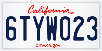 CA license plate 6TYW023