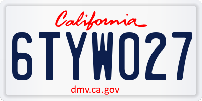 CA license plate 6TYW027